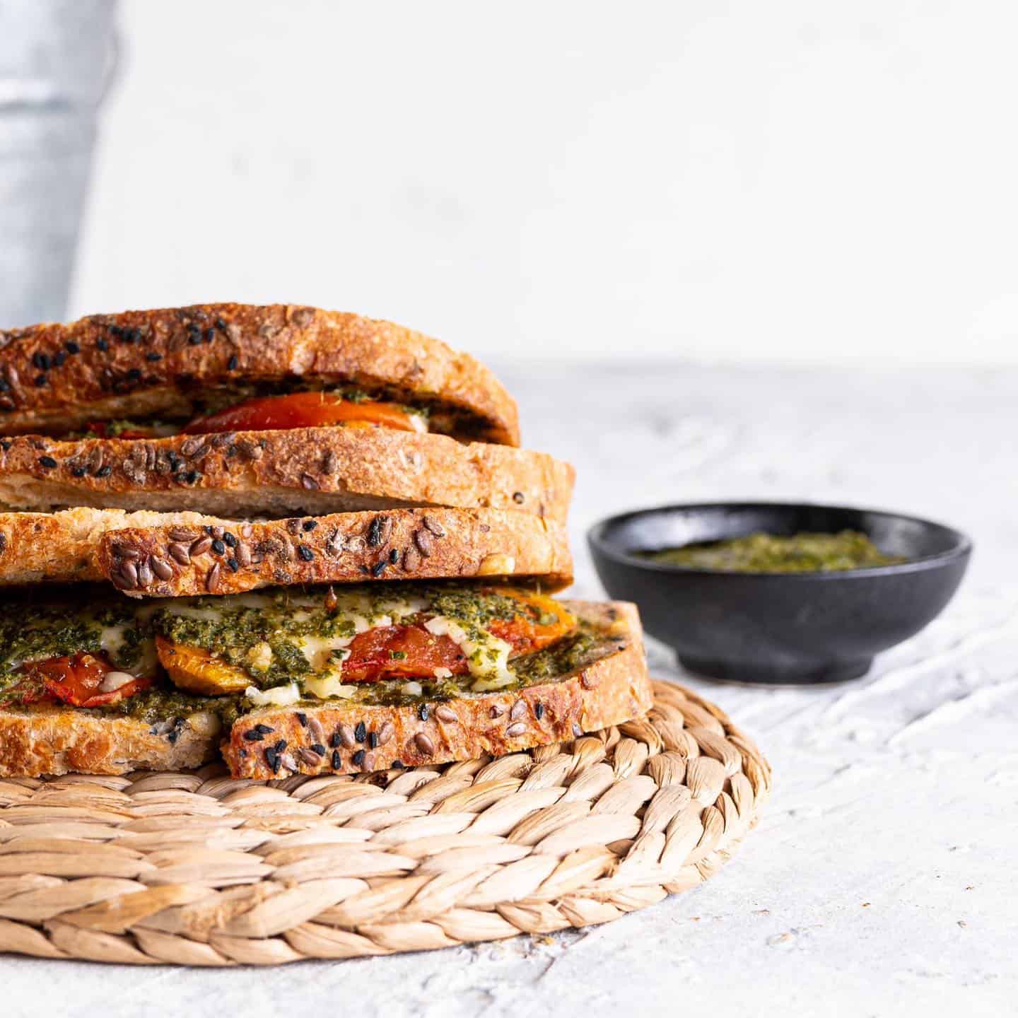 caprese-pesto-sandwich 9. Caprese Sandwich with Pesto