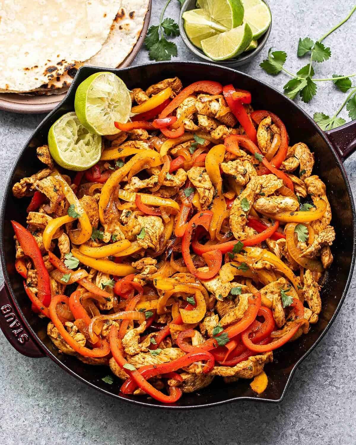 chicken-fajitas 8. Chicken Fajitas with Peppers and Onions