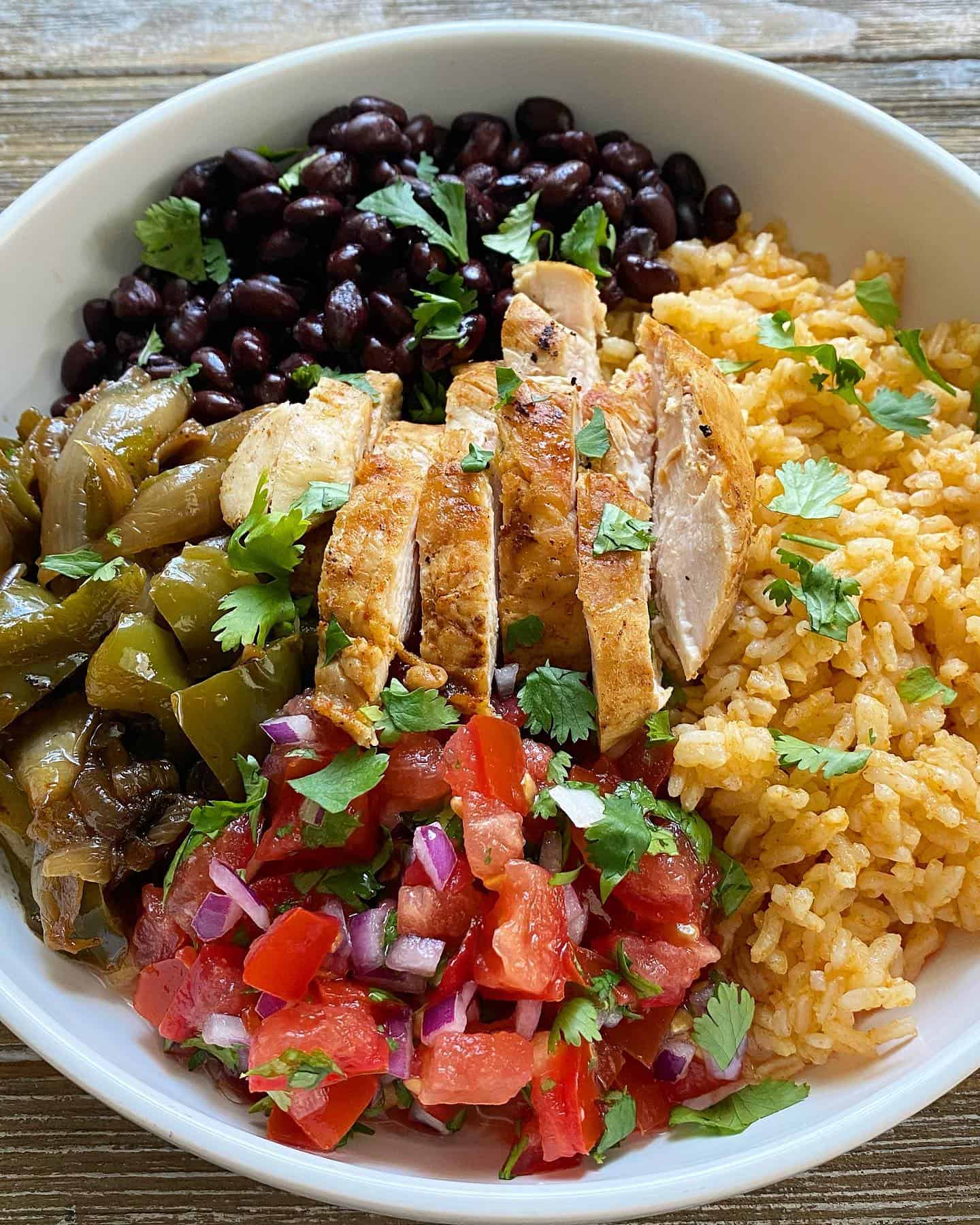 1. Chicken, Veggie, and Rice Power Bowl