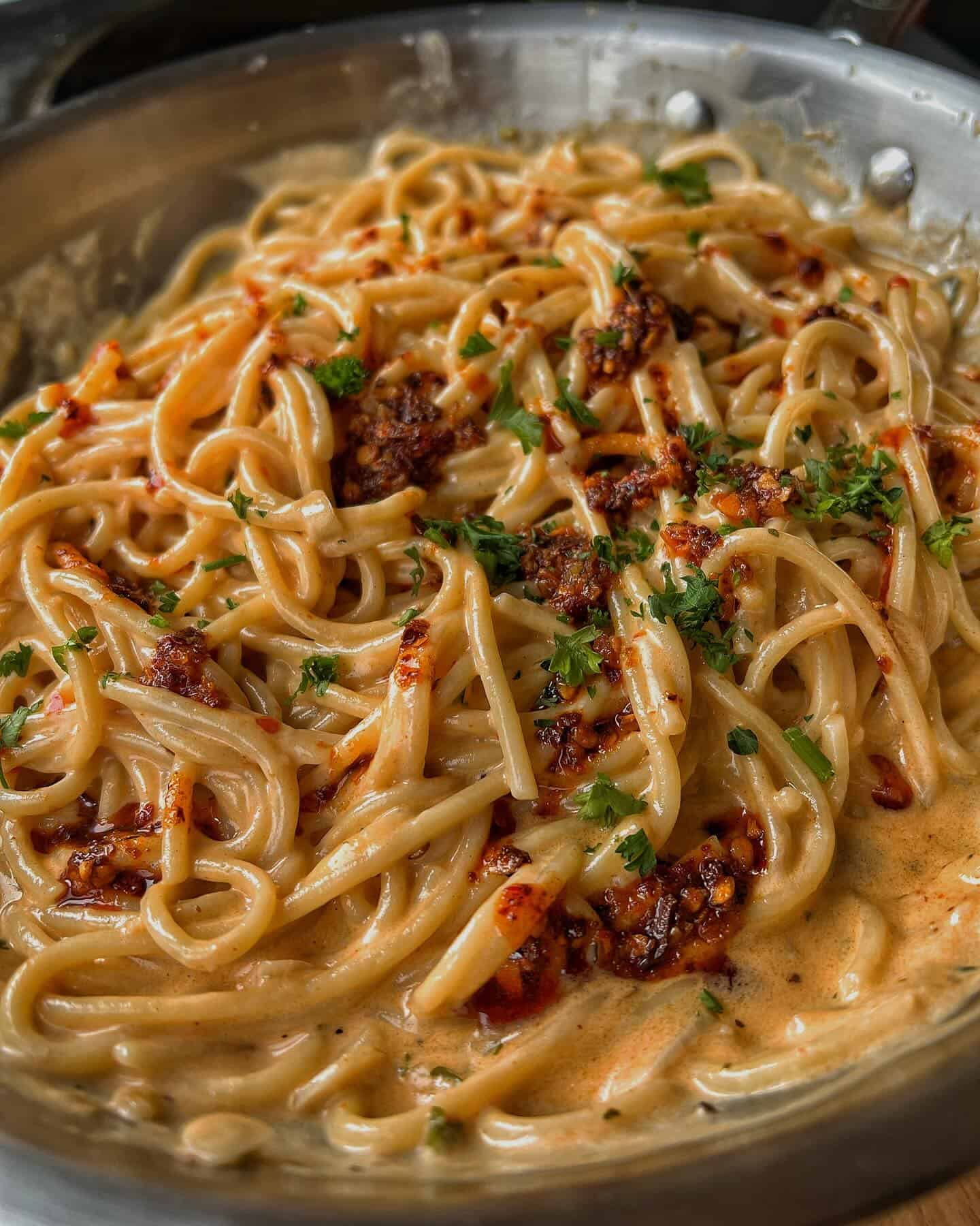chili-garlic-spaghetti 2. Chili Crisp Garlic Butter Spaghetti