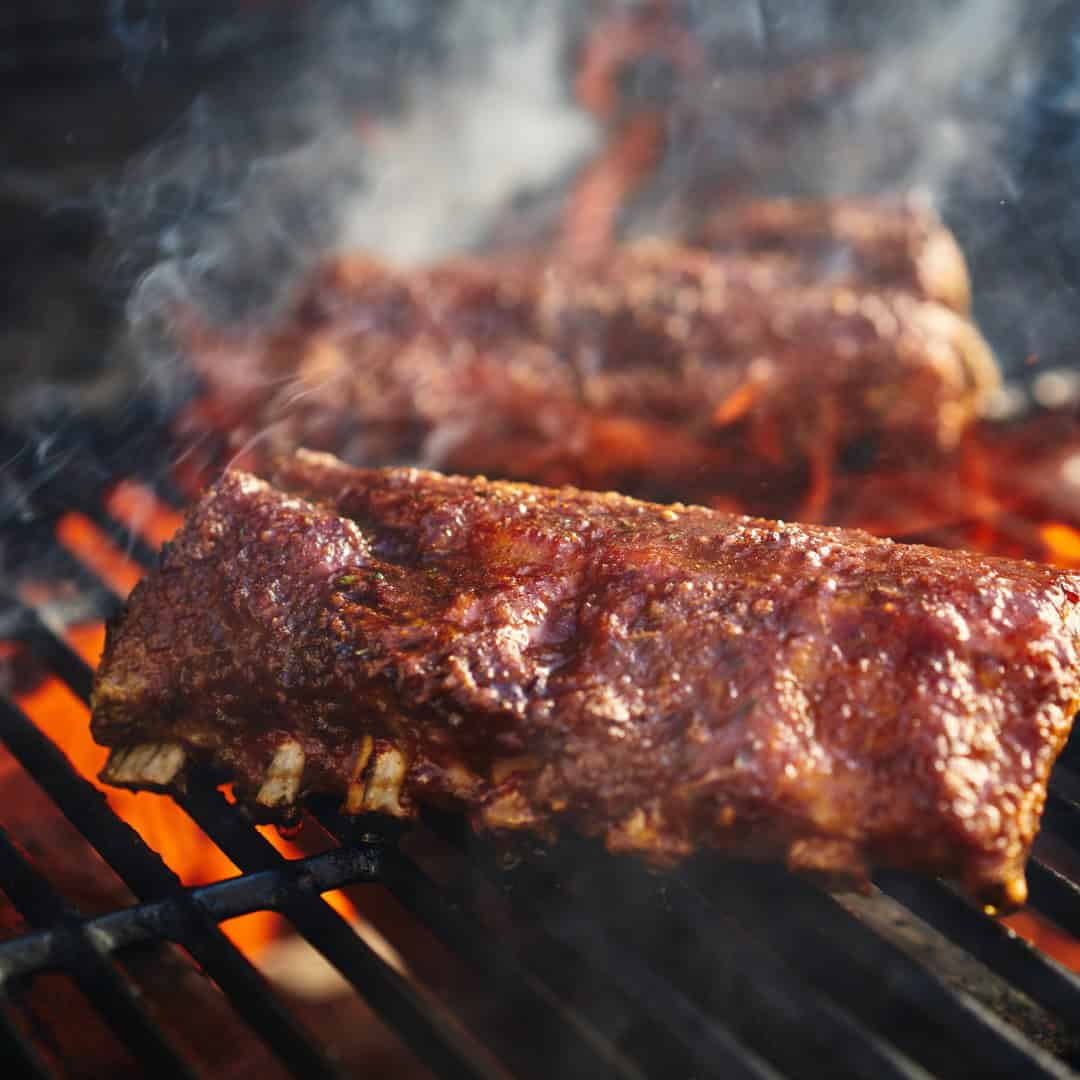 grilled-bbq-ribs bbq ribs cooked in a charcoal grill
