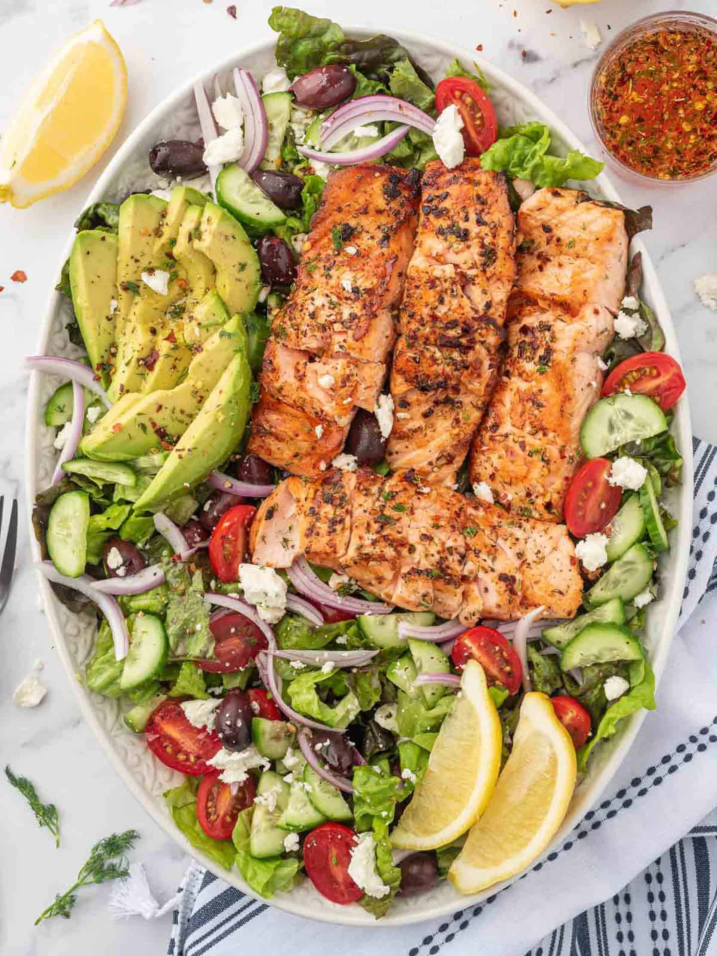5. Roasted Salmon with Mixed Green Salad