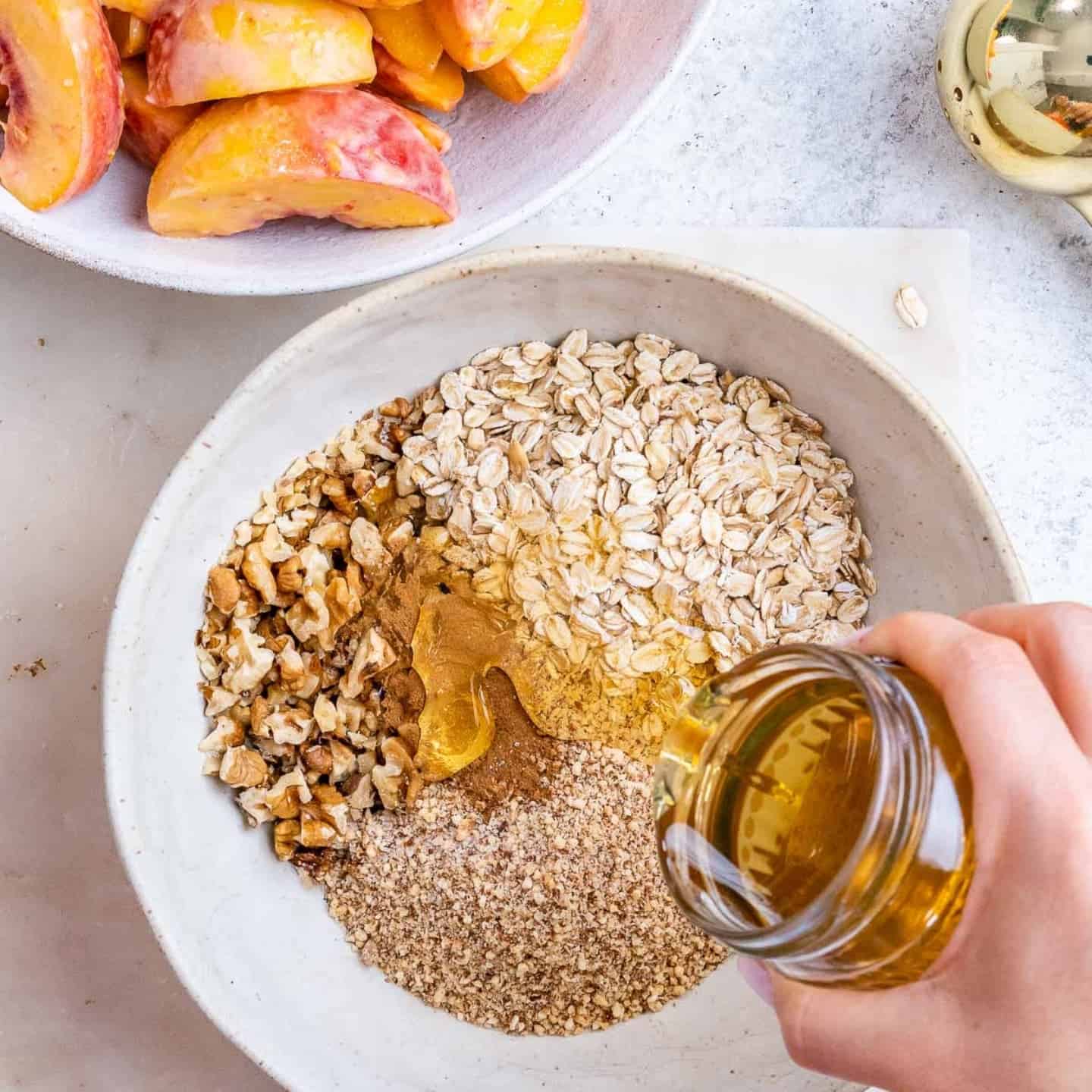 honey-for-peach-crisp-topping use honey as sugar alternative