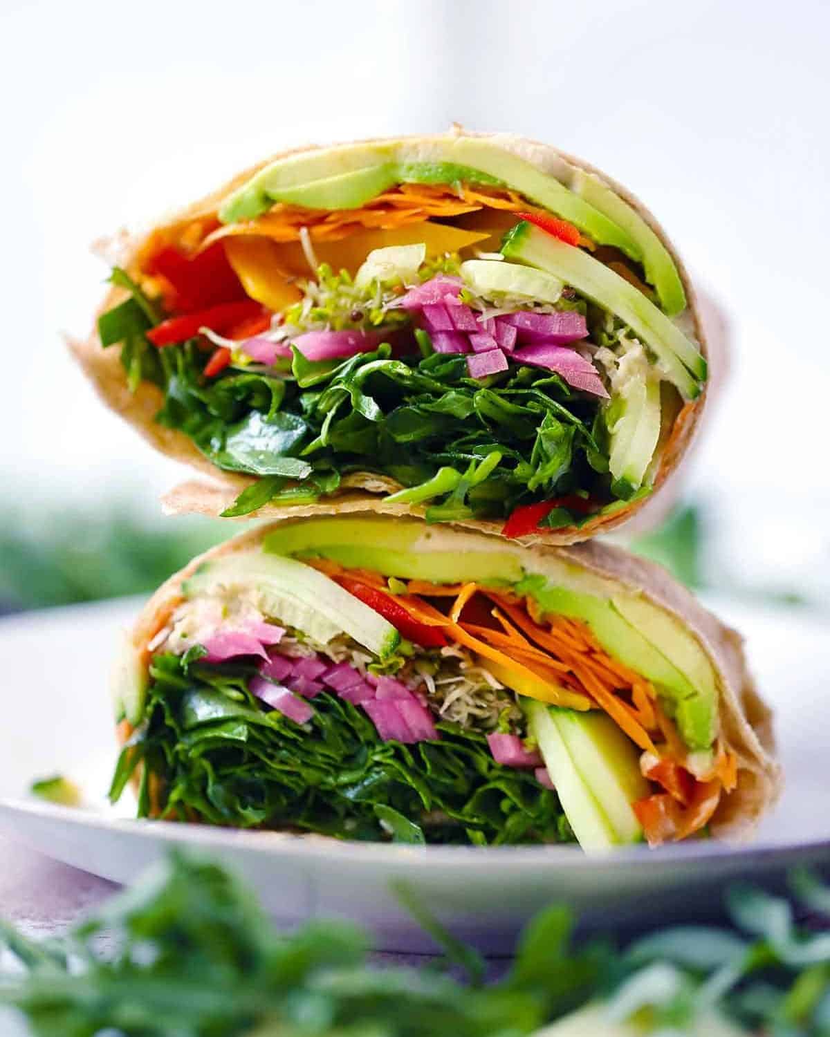 3. Mediterranean Veggie Hummus Wrap