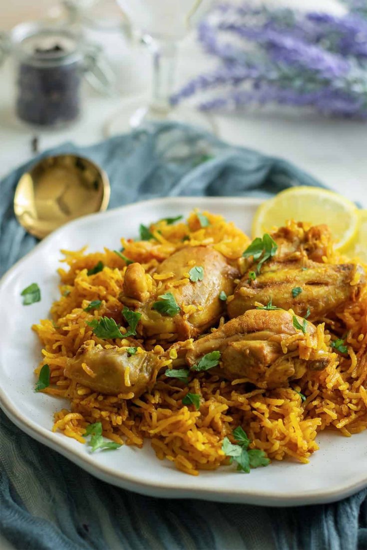 One-Pot Chicken Yellow Rice with Garlic Yogurt Sauce