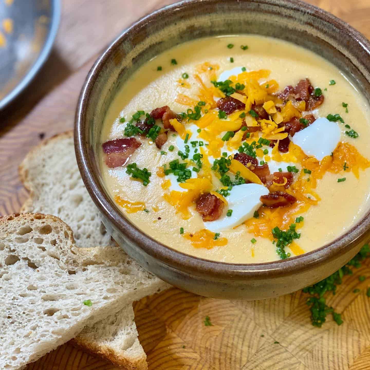 potato-soup-and-bread potato soup served with bread