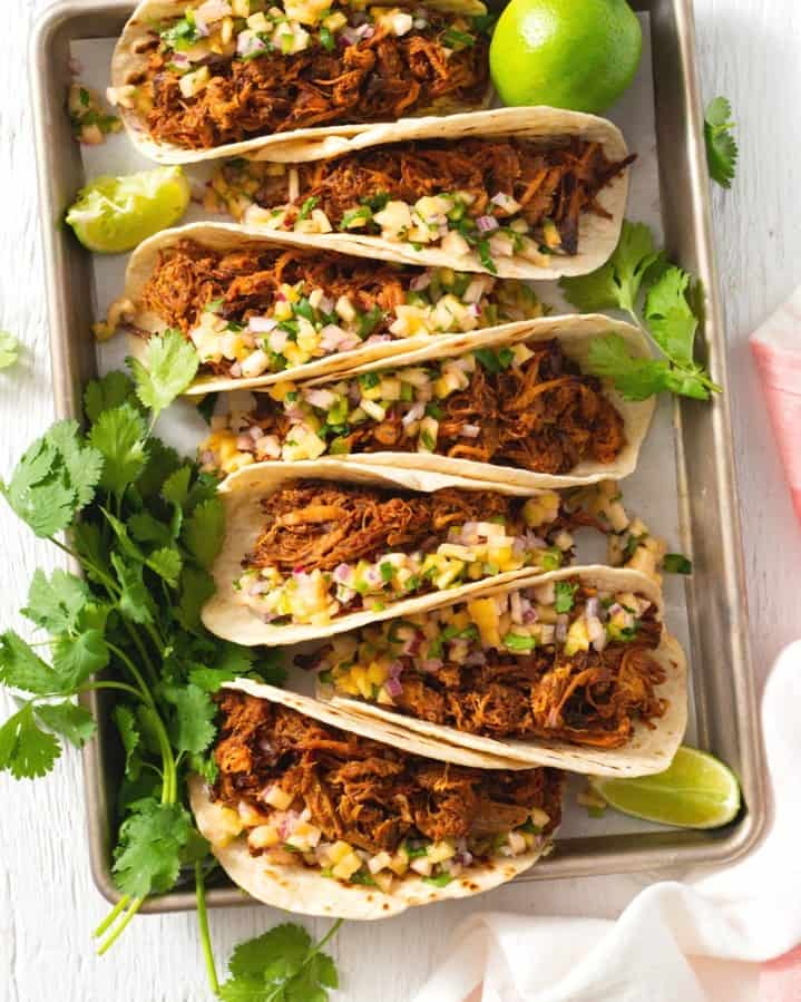 6. Pulled Pork Tacos with Pineapple Slaw