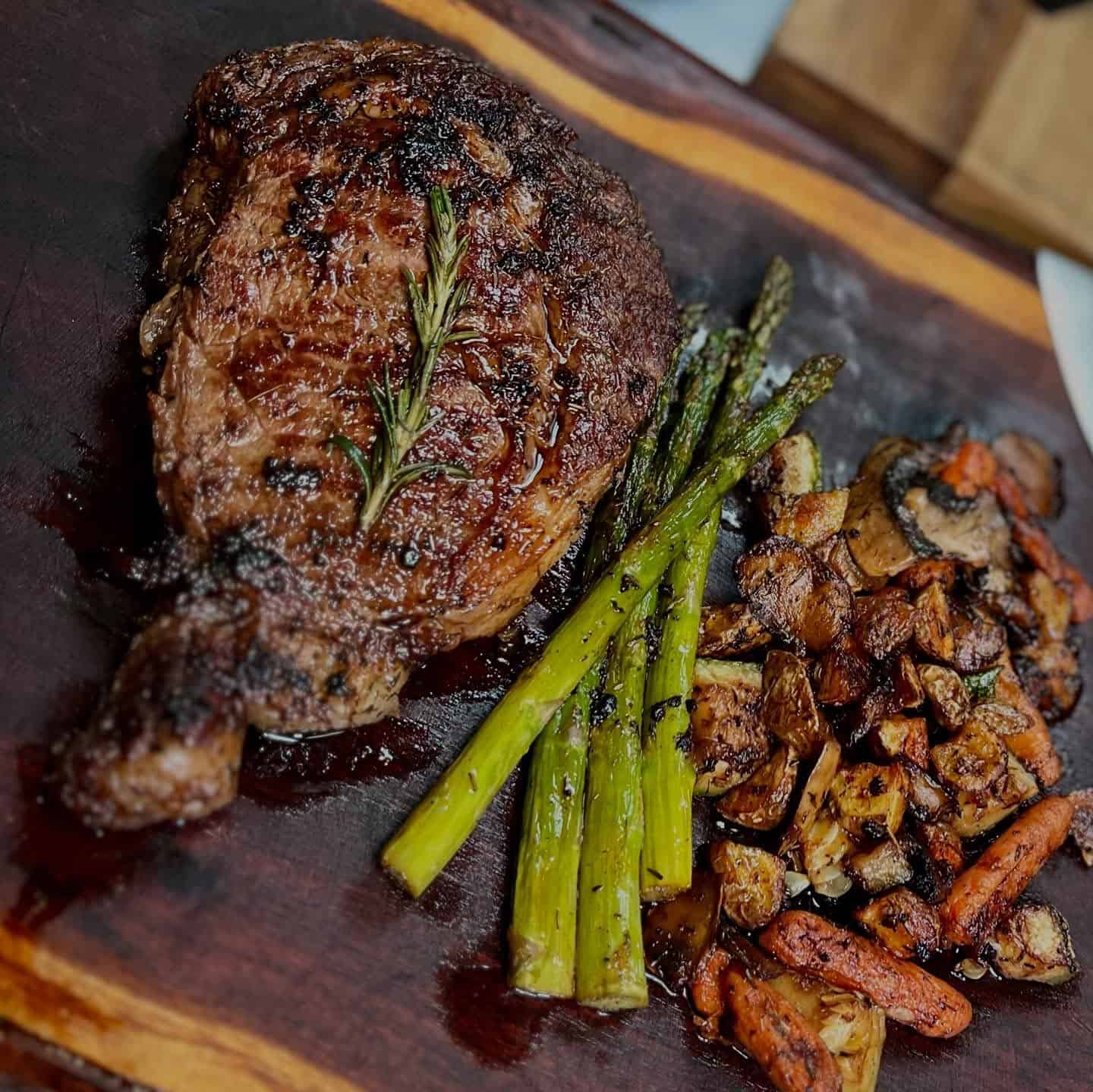 7. Grilled Ribeye with All the Sides