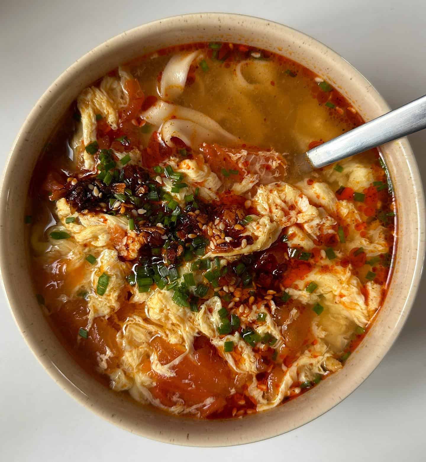 tomato-egg-drop-soup 3. Tomato Egg Drop Soup