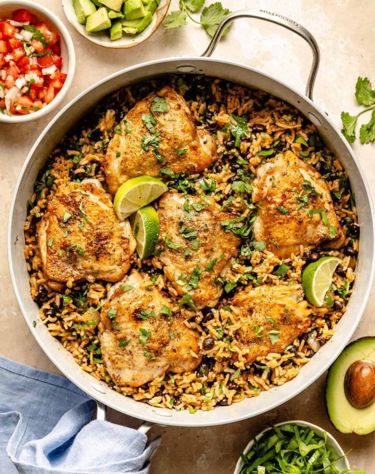 One-Pot Cilantro Lime Chicken with Yellow Rice & Black Beans
