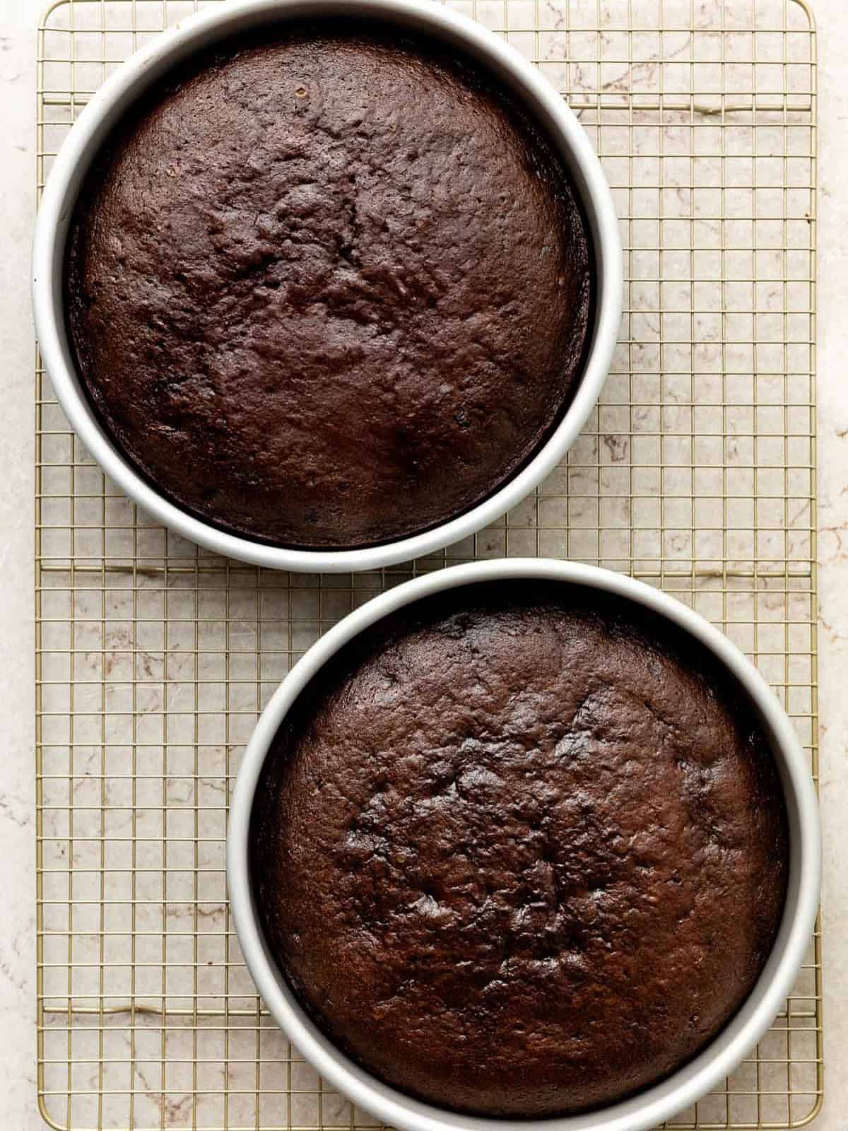 chocolate zucchini cake in baking pan