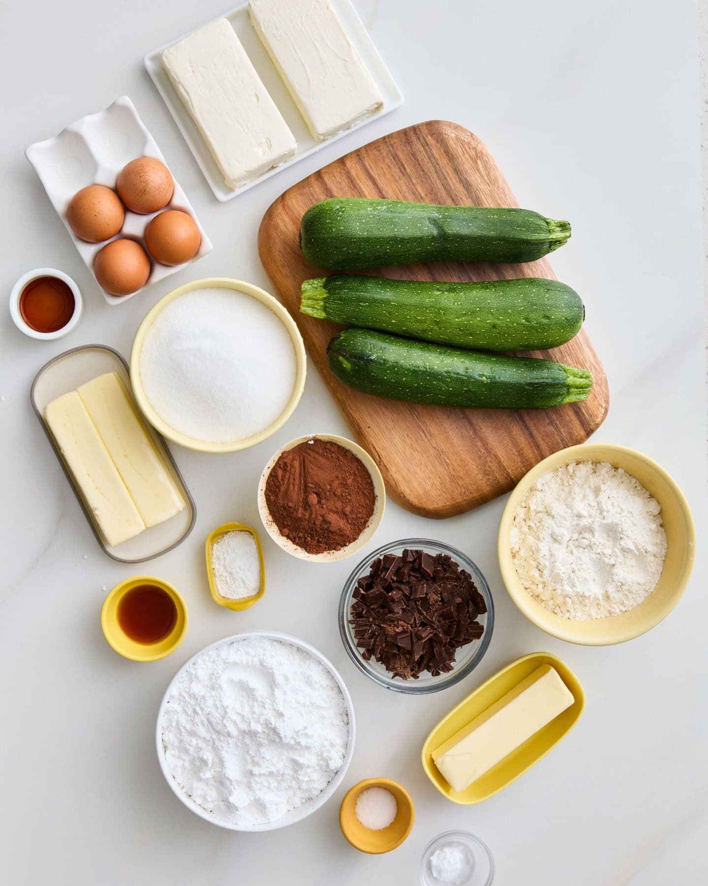 ingredients for chocolate zucchini cake