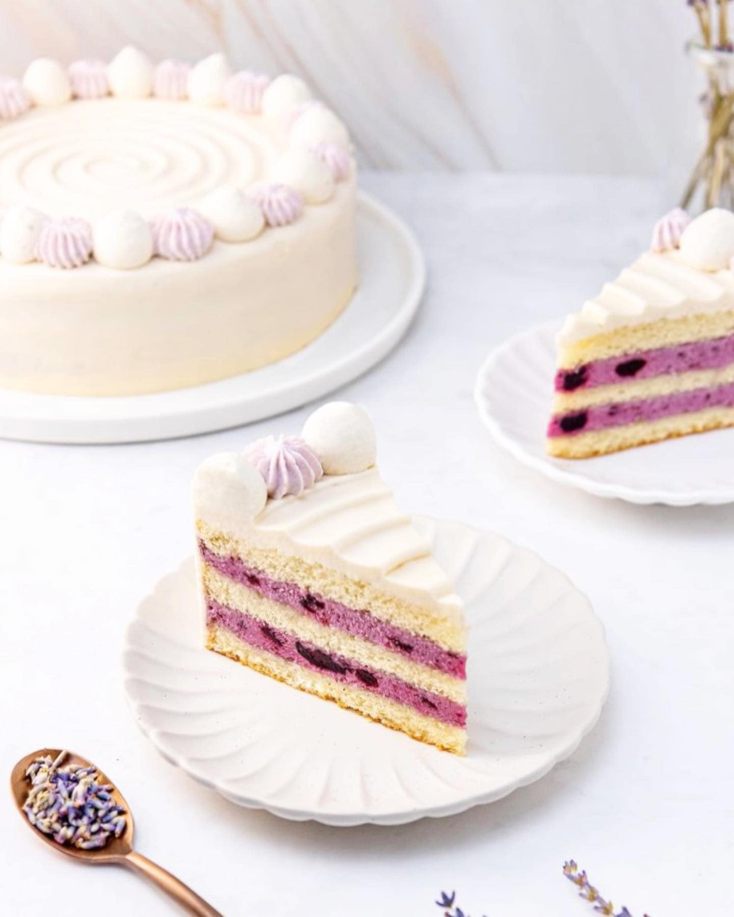 slices of the blueberry lavender cake